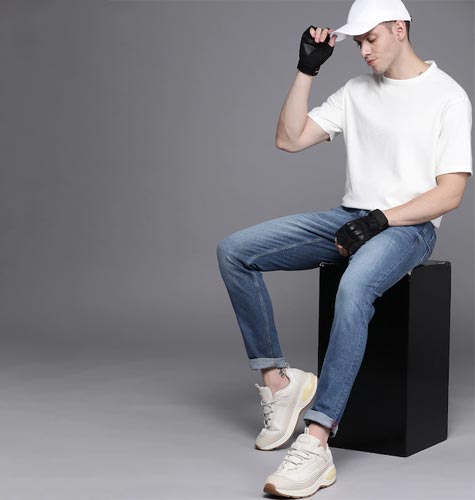 Men Blue Light Fade Stretchable Jeans